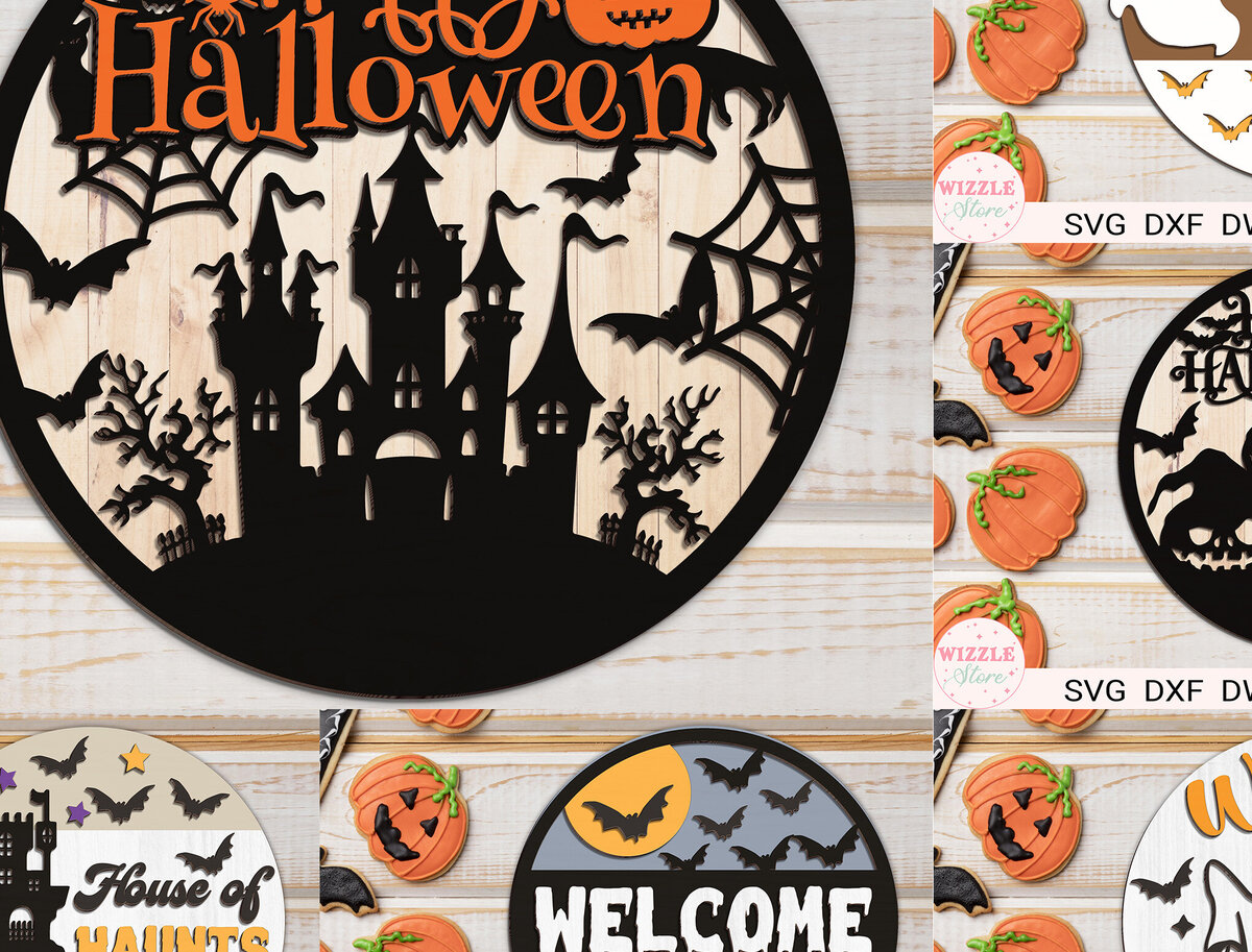 Σετ των 2 Intra απο ξύλο plywood 3mm-4mm πάχος Halloween Door Hanger Δίασταση 15x15 cm INTRAFABR-103251451