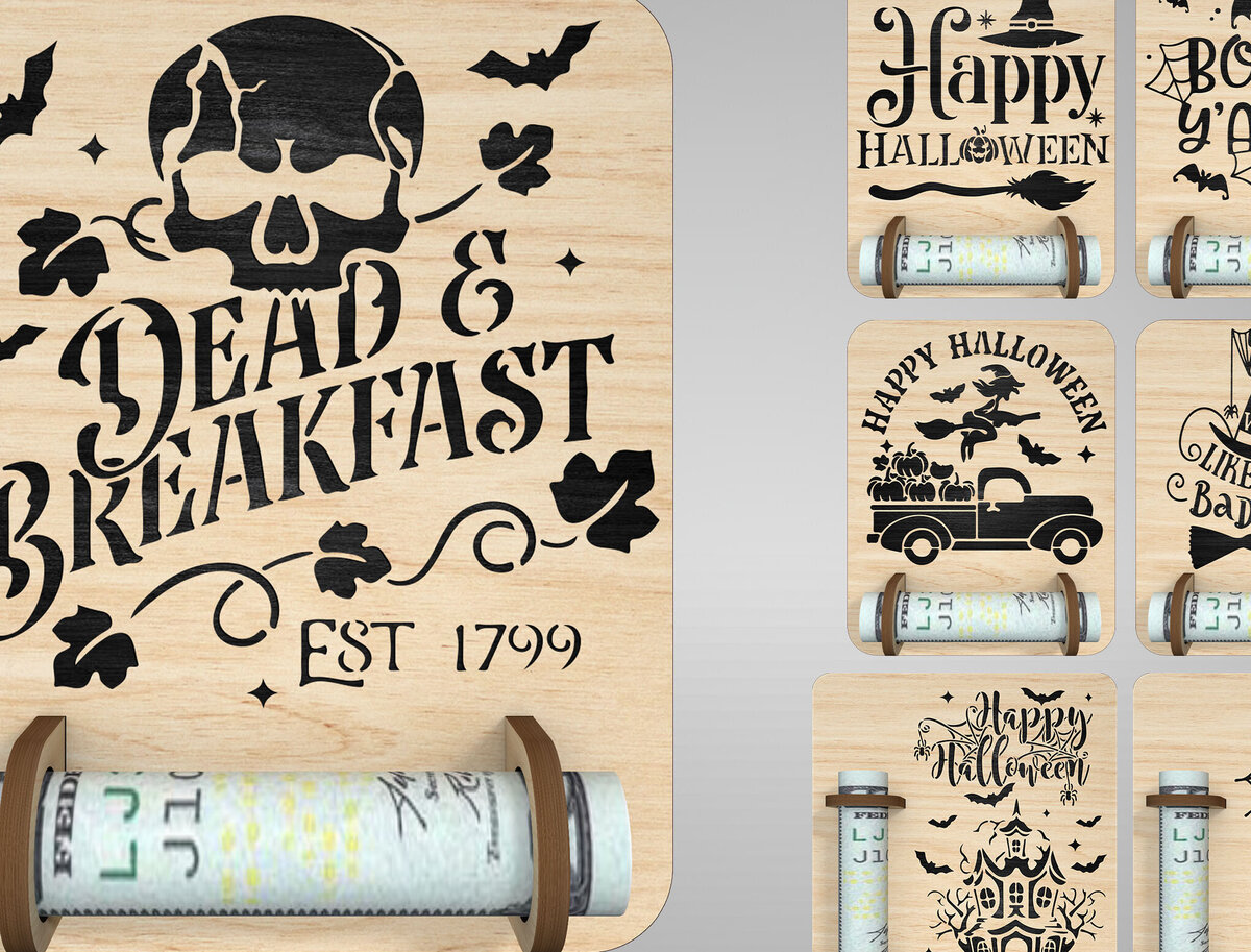 Σετ των 2 Intra απο ξύλο plywood 3mm-4mm πάχος Halloween Money Holder Δίασταση 15x15 cm INTRAFABR-110178029