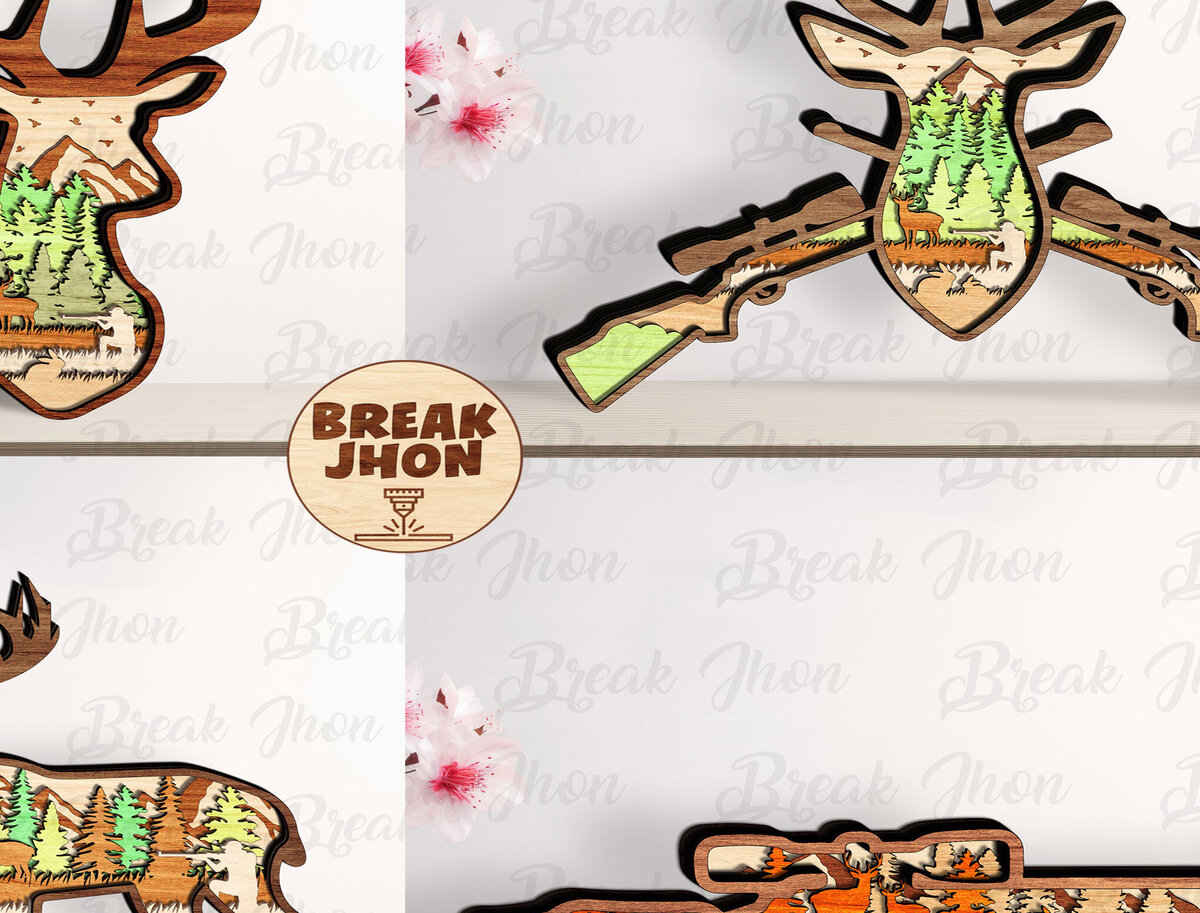 Σετ των 2 Intra απο ξύλο plywood 3mm-4mm πάχος Hunting Layer Stand Cut File Δίασταση 15x15 cm INTRAFABR-112743024