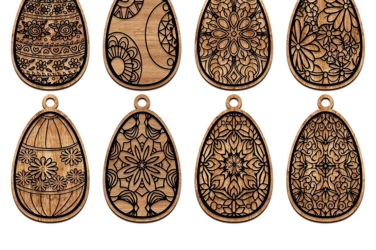 Σετ των 3 Intra απο ξύλο plywood 3mm-4mm πάχος Δέσμη Πασχαλινά στολίδια με λέιζερ Δίασταση 8x8 cm INTRAFABR-115817930