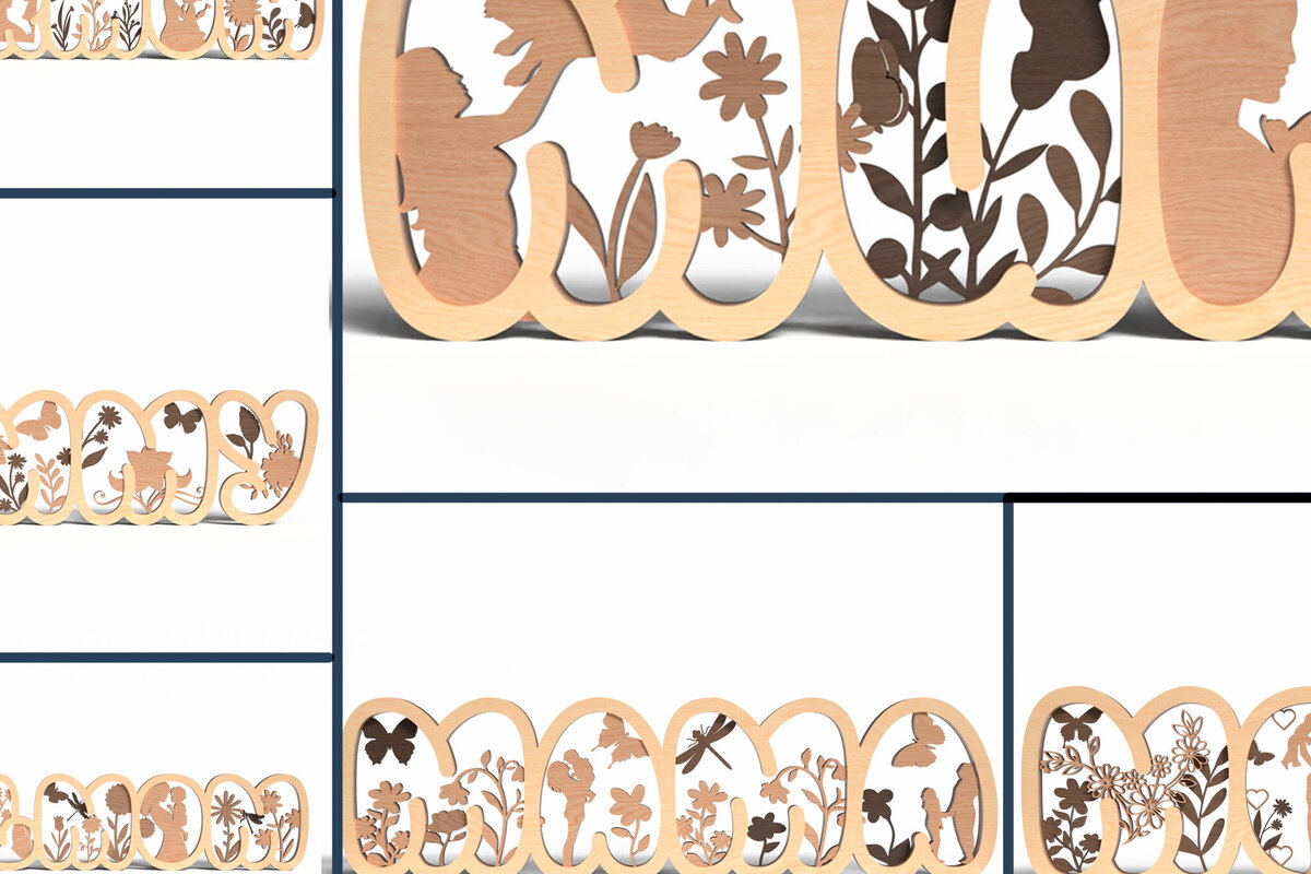 Σετ των 2 Intra απο ξύλο plywood 3mm-4mm πάχος Mother;'s Day Δίασταση 15x15 cm INTRAFABR-120628699