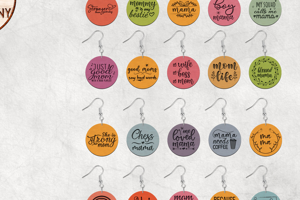 Σετ των 3 Intra απο ξύλο plywood 3mm-4mm πάχος Mama Boho σκουλαρίκια Δίασταση 4x4 cm INTRAFABR-28268710