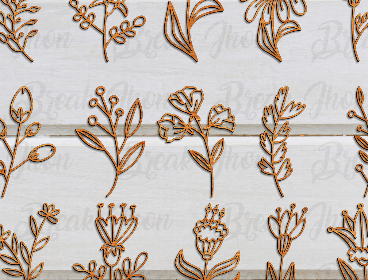 Σετ των 2 Intra απο ξύλο plywood 3mm-4mm πάχος Wildflowers Cut  Δίασταση 15x15 cm INTRAFABR-114051912