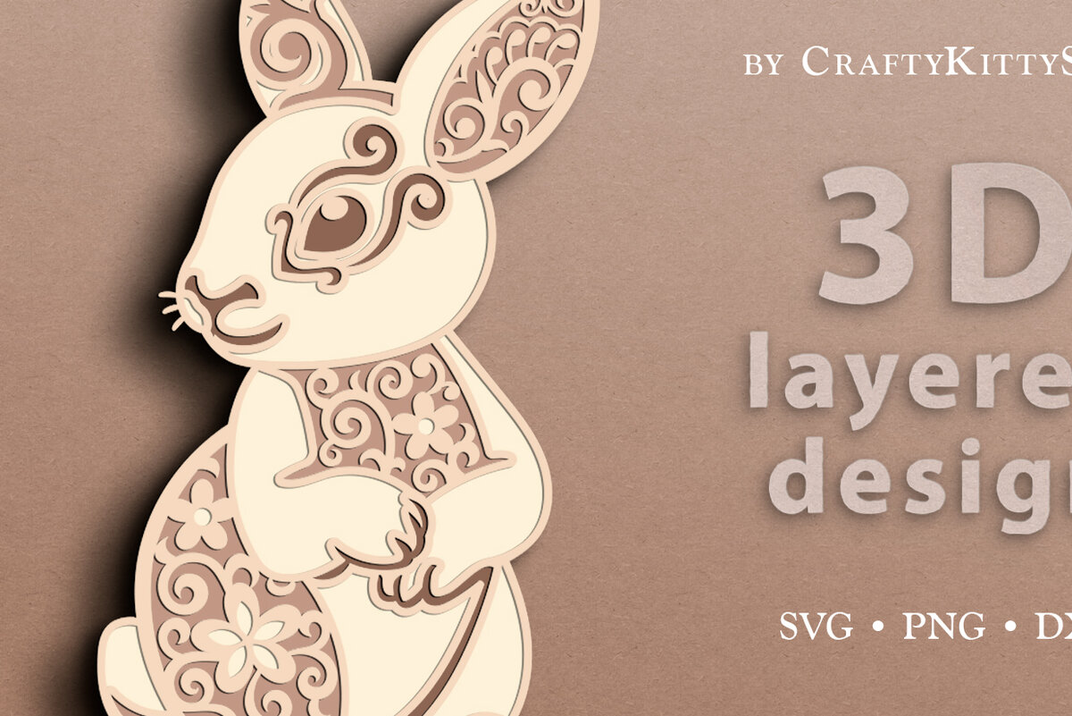 Intra απο ξύλο plywood 3mm-4mm πάχος Πρότυπο τρισδιάστατης λαγουδάκι Δίασταση 30x20 cm INTRAFABR-14620794