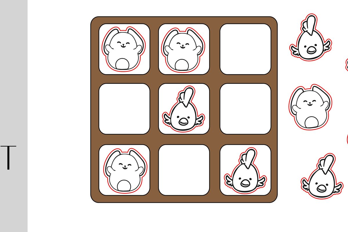 Σετ των 3 Intra απο ξύλο plywood 3mm-4mm πάχος  Board Game Bunny and Chick Δίασταση 15x15 cm INTRAFABR-9254987