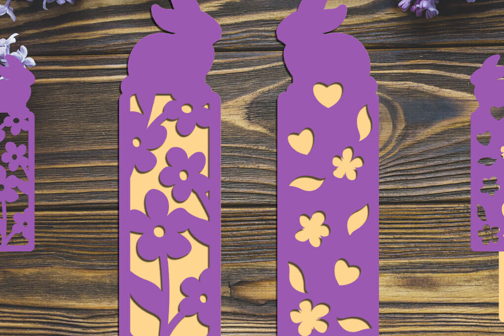 Σετ των 3 Intra απο ξύλο plywood 3mm-4mm πάχος Bunny Bookmark , Πασχαλινό χαρτί Δίασταση 2x7 cm INTRAFABR-91450626