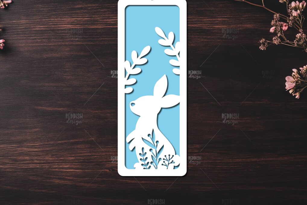 Σετ των 2 Intra απο ξύλο plywood 3mm-4mm πάχος Bunny Bookmarks Paper Cut Cut  Δίασταση 15x15 cm INTRAFABR-119111866