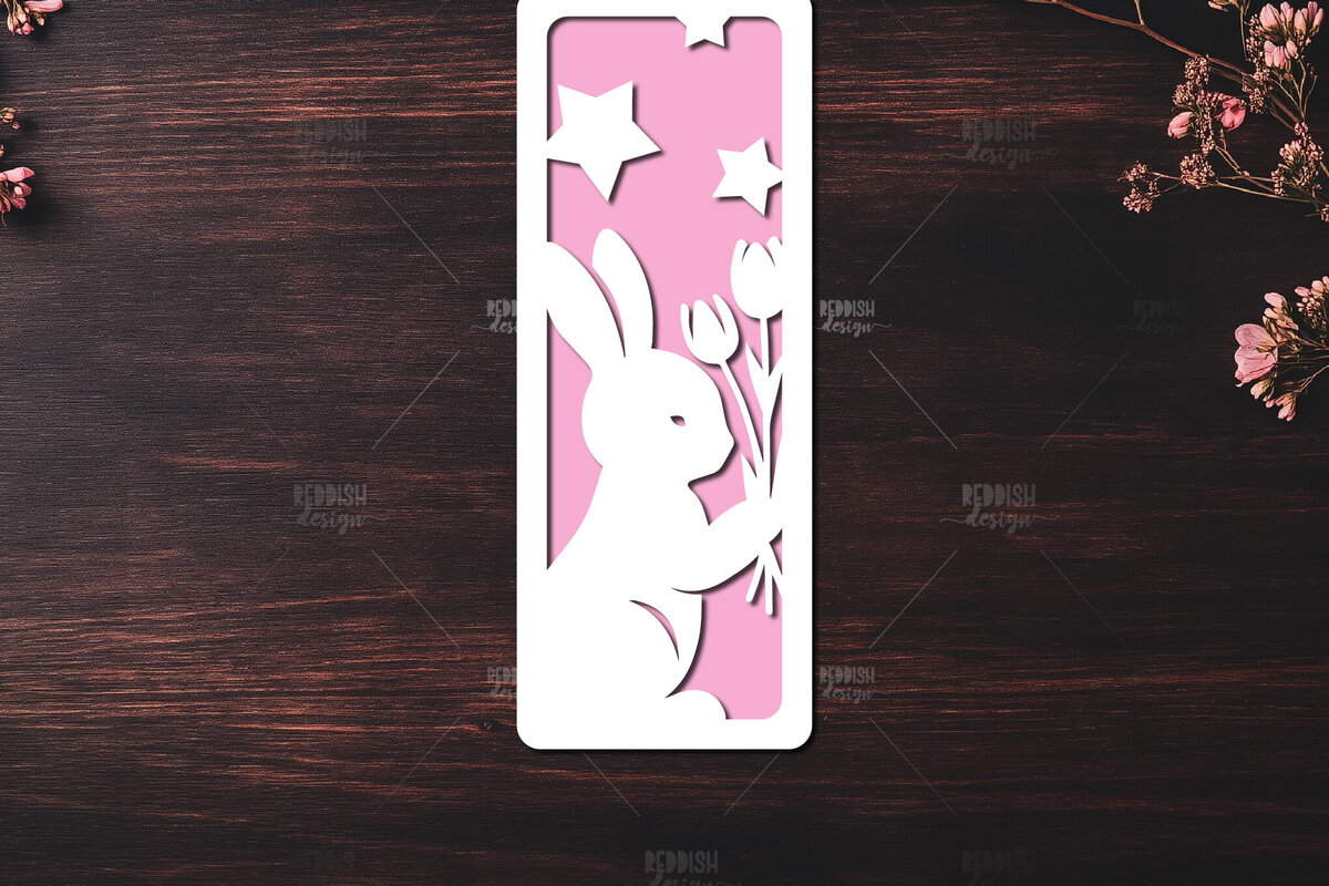 Σετ των 2 Intra απο ξύλο plywood 3mm-4mm πάχος Bunny Bookmarks Paper Cut Cut  Δίασταση 15x15 cm INTRAFABR-119111881