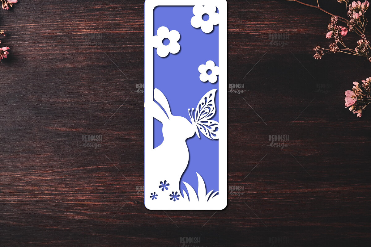 Σετ των 2 Intra απο ξύλο plywood 3mm-4mm πάχος Bunny Bookmarks Paper Cut Cut  Δίασταση 15x15 cm INTRAFABR-119111889