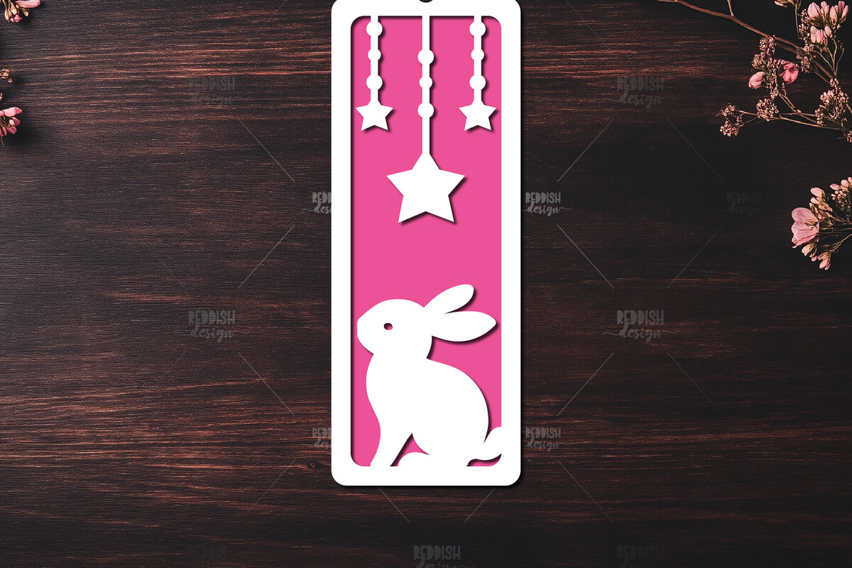 Σετ των 2 Intra απο ξύλο plywood 3mm-4mm πάχος Bunny Bookmarks Paper Cut Cut  Δίασταση 15x15 cm INTRAFABR-119111840