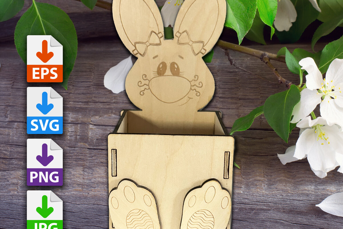 Σετ των 2 Intra απο ξύλο plywood 3mm-4mm πάχος Bunny Box - Καλάθι 3mm Δίασταση 15x15 cm INTRAFABR-62236516