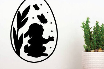 Intra απο ξύλο plywood 3mm-4mm πάχος κοπής με λέιζερ Bunny Butterfly Δίασταση 40x40 cm INTRAFABR-65454186