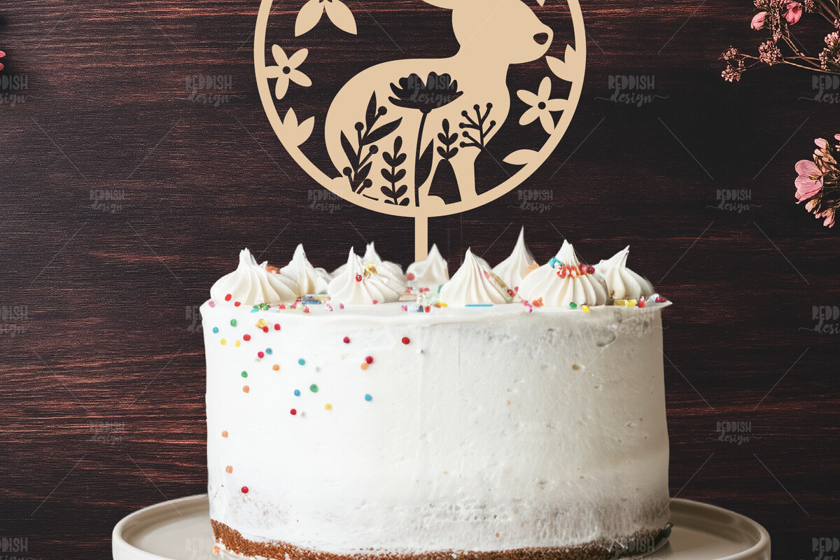 Σετ των 2 Intra απο ξύλο plywood 3mm-4mm πάχος Bunny Cake Topper I Cake Topper Δίασταση 15x15 cm INTRAFABR-119584123