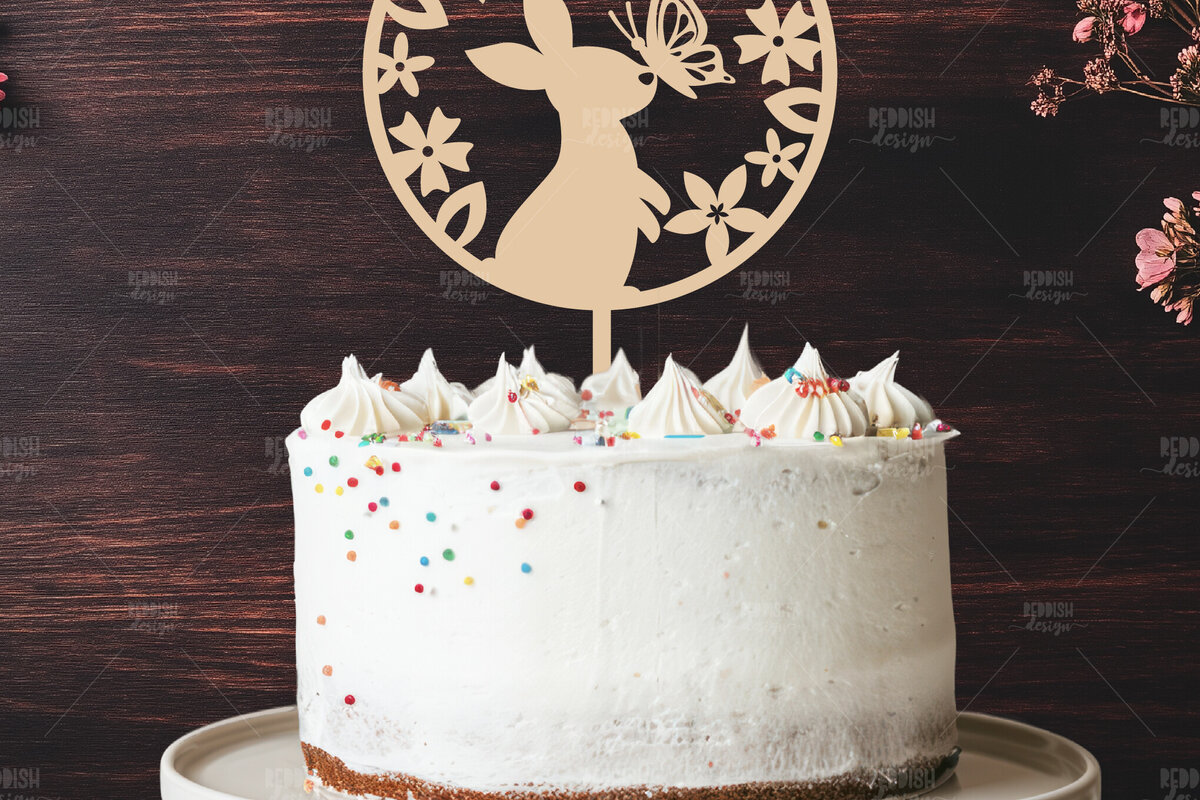 Σετ των 2 Intra απο ξύλο plywood 3mm-4mm πάχος Bunny Cake Topper I Cake Topper Δίασταση 15x15 cm INTRAFABR-119584137