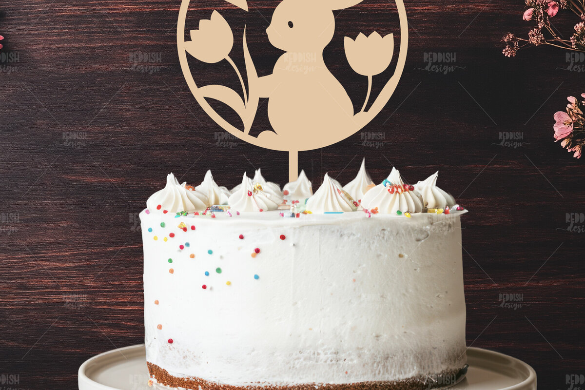 Σετ των 2 Intra απο ξύλο plywood 3mm-4mm πάχος Bunny Cake Topper I Cake Topper Δίασταση 15x15 cm INTRAFABR-119584165