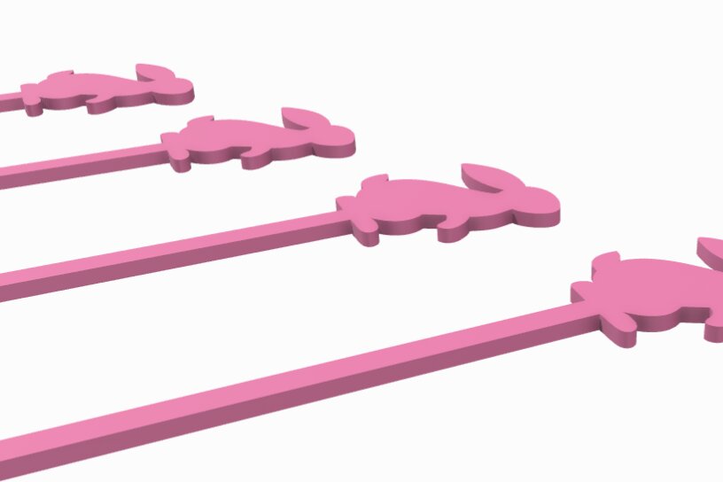 Σετ των 2 Intra απο ξύλο plywood 3mm-4mm πάχος Bunny Drink Stirrer με  Δίασταση 15x15 cm INTRAFABR-118062733