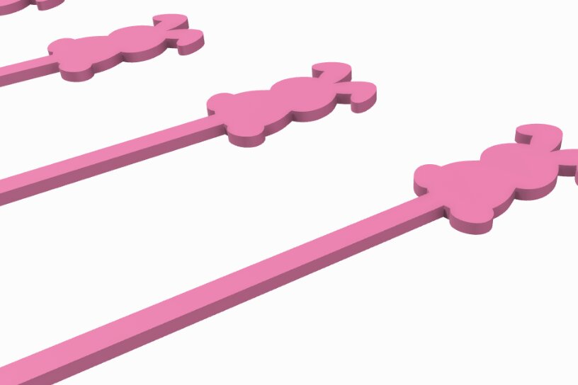 Σετ των 2 Intra απο ξύλο plywood 3mm-4mm πάχος Bunny Drink Stirrer με  Δίασταση 15x15 cm INTRAFABR-118062824