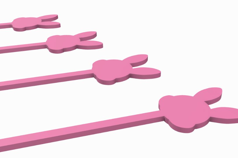 Σετ των 2 Intra απο ξύλο plywood 3mm-4mm πάχος Bunny Drink Stirrer με  Δίασταση 15x15 cm INTRAFABR-118063243