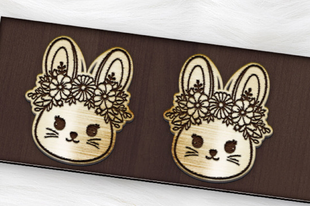 Σετ των 3 Intra απο ξύλο plywood 3mm-4mm πάχος Σκουλαρίκια λαγουδάκι κοπής με λέιζερ. Σκουλαρίκια Boho Δίασταση 4x4 cm INTRAFABR-120730564