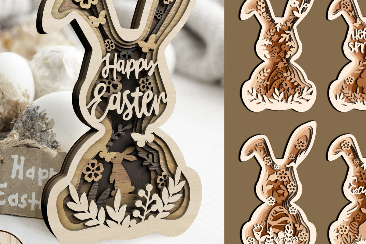 Σετ των 2 Intra απο ξύλο plywood 3mm-4mm πάχος ΚΟΥΓΕΛΑΚΙ ΠΑΣΧΑΛΙΝΟ ΔΕΜΑ Δίασταση 15x15 cm INTRAFABR-56724967