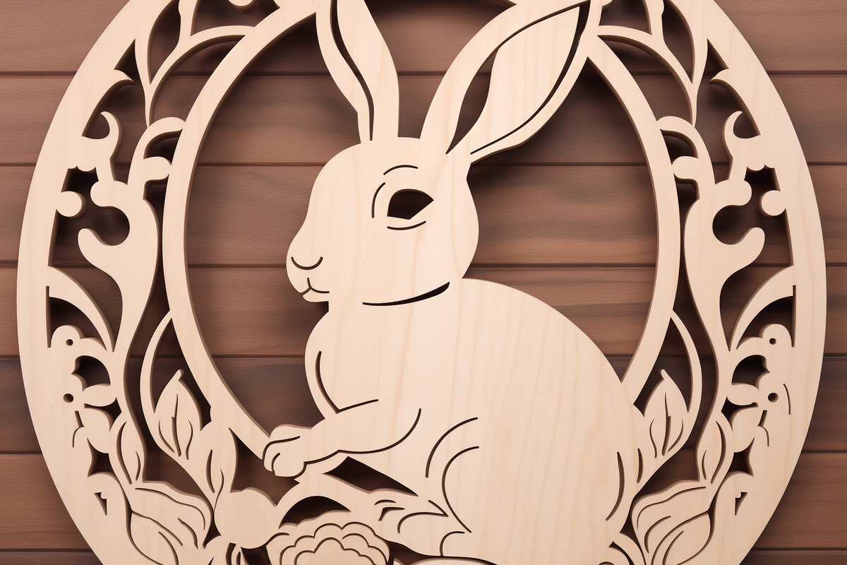 Σετ των 3 Intra απο ξύλο plywood 3mm-4mm πάχος Κουνελάκι Πασχαλινή Διακόσμηση Δίασταση 4x4 cm INTRAFABR-90184995