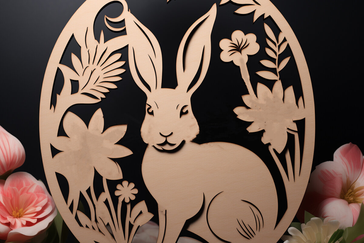 Σετ των 3 Intra απο ξύλο plywood 3mm-4mm πάχος Κουνελάκι Πασχαλινή Διακόσμηση Δίασταση 4x4 cm INTRAFABR-90186629