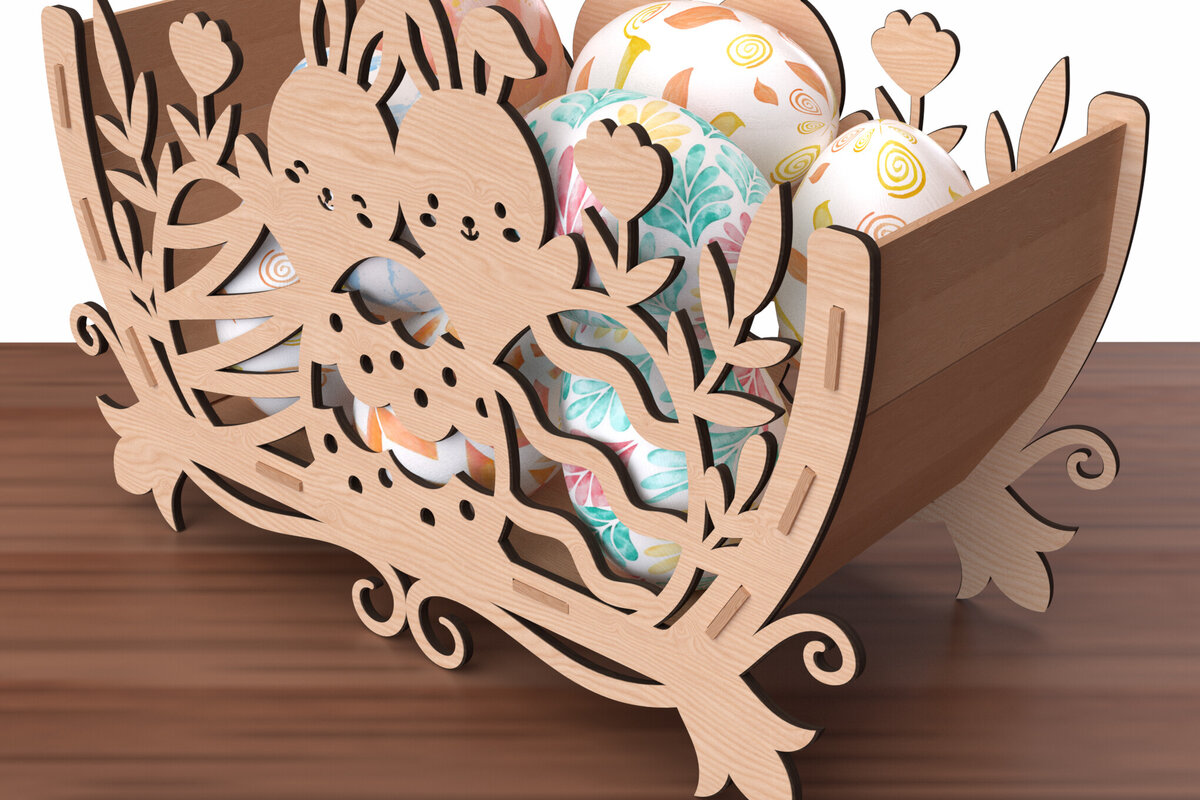 Σετ των 2 Intra απο ξύλο plywood 3mm-4mm πάχος Κουνελάκι Πασχαλινή Αυγοθήκη - Δίασταση 15x15 cm INTRAFABR-116398406