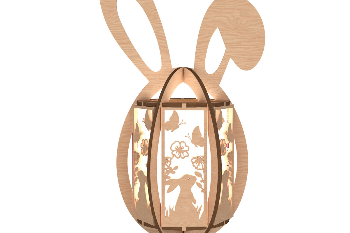 Intra απο ξύλο plywood 3mm-4mm πάχος Κουνελάκι Πασχαλινό Φανάρι Δίασταση 30x20 cm INTRAFABR-113991771