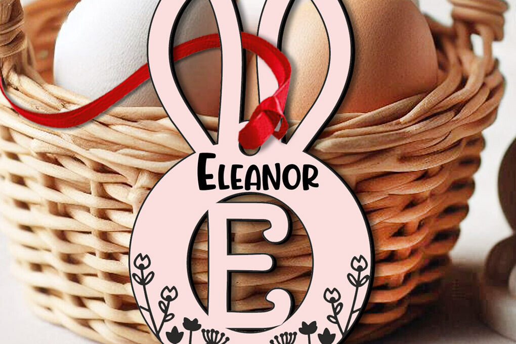 Σετ των 3 Intra απο ξύλο plywood 3mm-4mm πάχος Μπάνι Πασχαλινό Γράμμα E  Καλάθι Ετικέτα Δίασταση 8x8 cm INTRAFABR-118363057