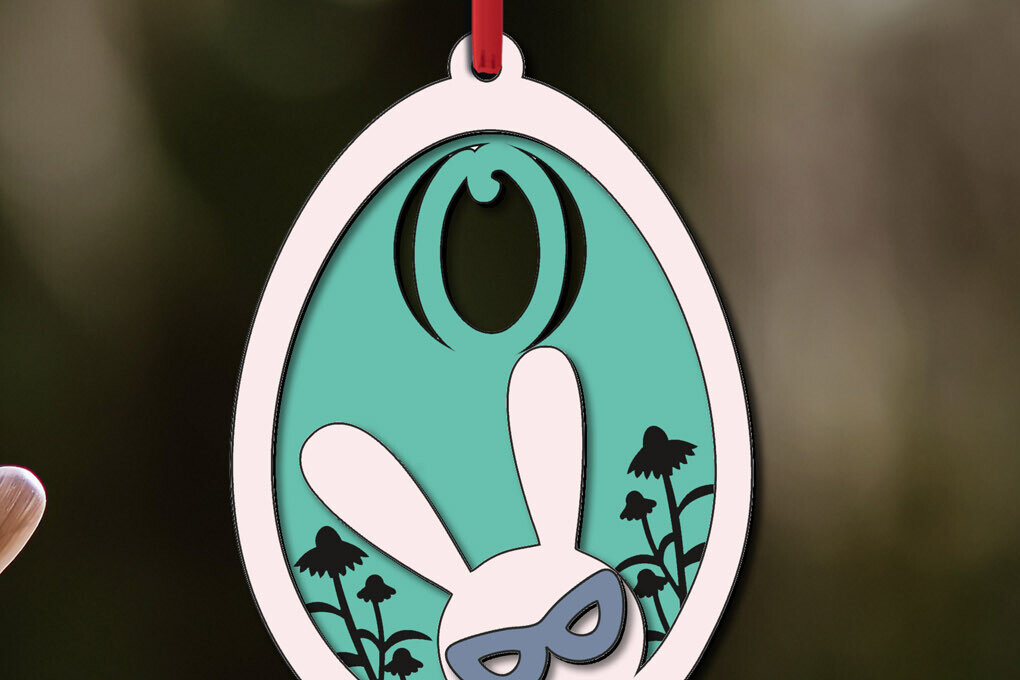 Σετ των 3 Intra απο ξύλο plywood 3mm-4mm πάχος Λαγουδάκι Πασχαλινό γράμμα O Egg Basket Tag Δίασταση 8x8 cm INTRAFABR-118766318