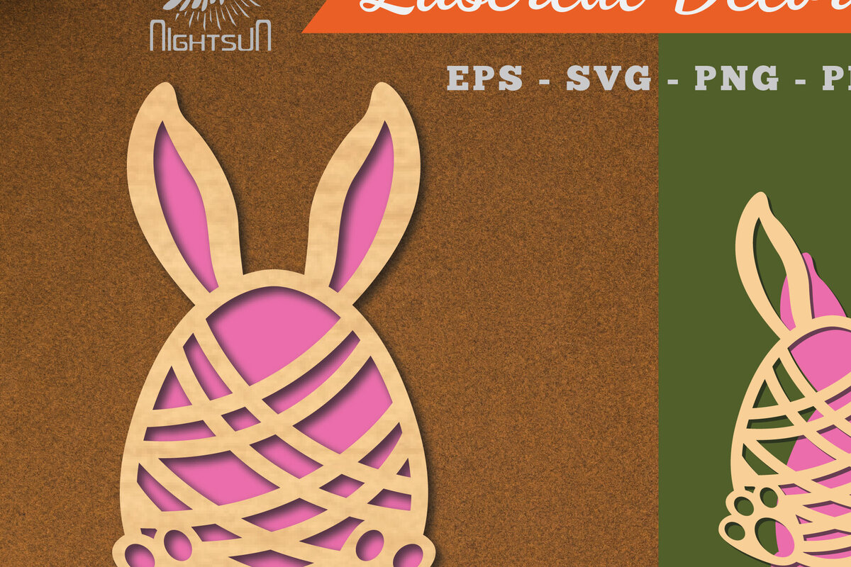 Σετ των 2 Intra απο ξύλο plywood 3mm-4mm πάχος Διακόσμηση με κομμένα λέιζερ αυγών λαγουδάκι 1 Δίασταση 15x15 cm INTRAFABR-115873038