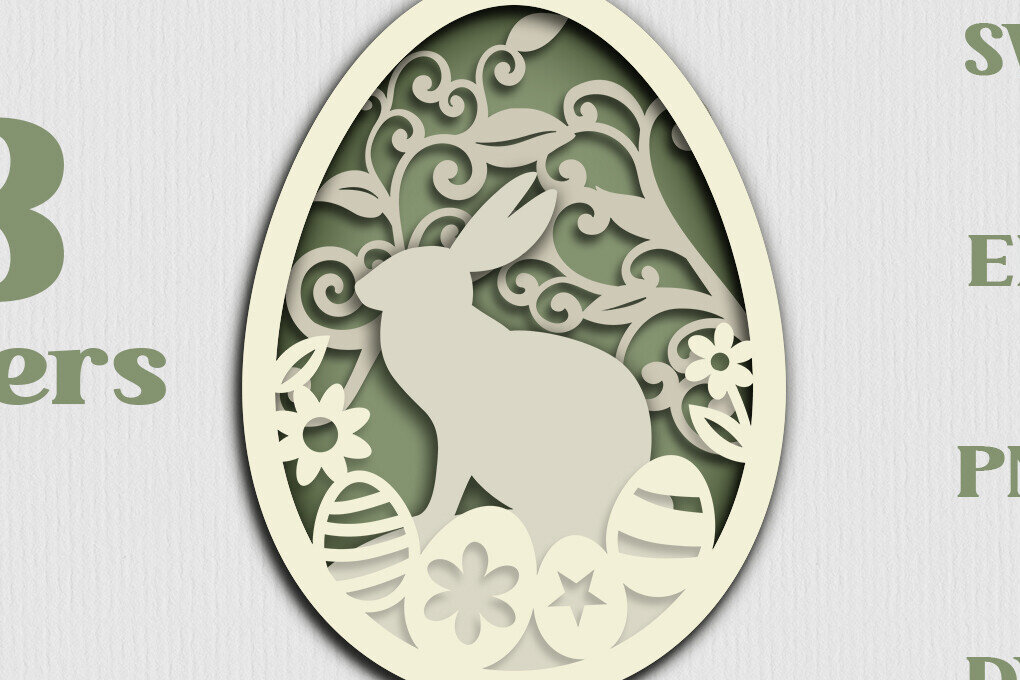 Σετ των 2 Intra απο ξύλο plywood 3mm-4mm πάχος Αυγά και λουλούδια λαγουδάκι 3 στρώσεις Δίασταση 15x15 cm INTRAFABR-117820669