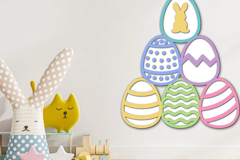 Σετ των 2 Intra απο ξύλο plywood 3mm-4mm πάχος με Tringle Bunny Eggs Δίασταση 15x15 cm INTRAFABR-56160202