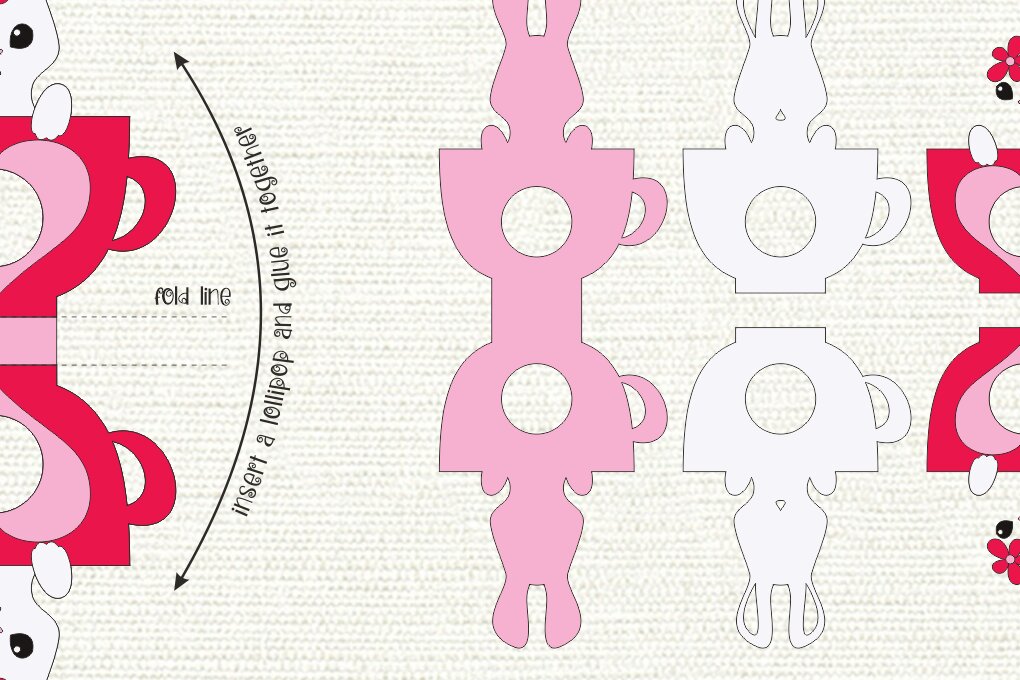 Σετ των 2 Intra απο ξύλο plywood 3mm-4mm πάχος Λαγουδάκι σε ένα φλιτζάνι | Θήκη για γλειφιτζούρι Δίασταση 15x15 cm INTRAFABR-89910693