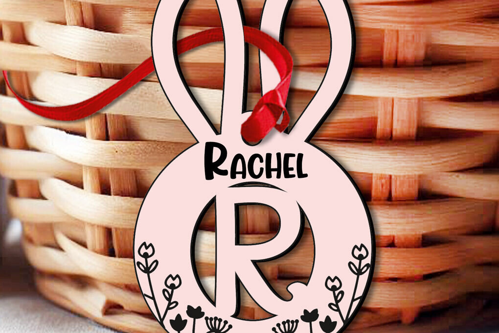 Σετ των 3 Intra απο ξύλο plywood 3mm-4mm πάχος Bunny  Letter R Πασχαλινό καλάθι Ετικέτα Δίασταση 8x8 cm INTRAFABR-118443461