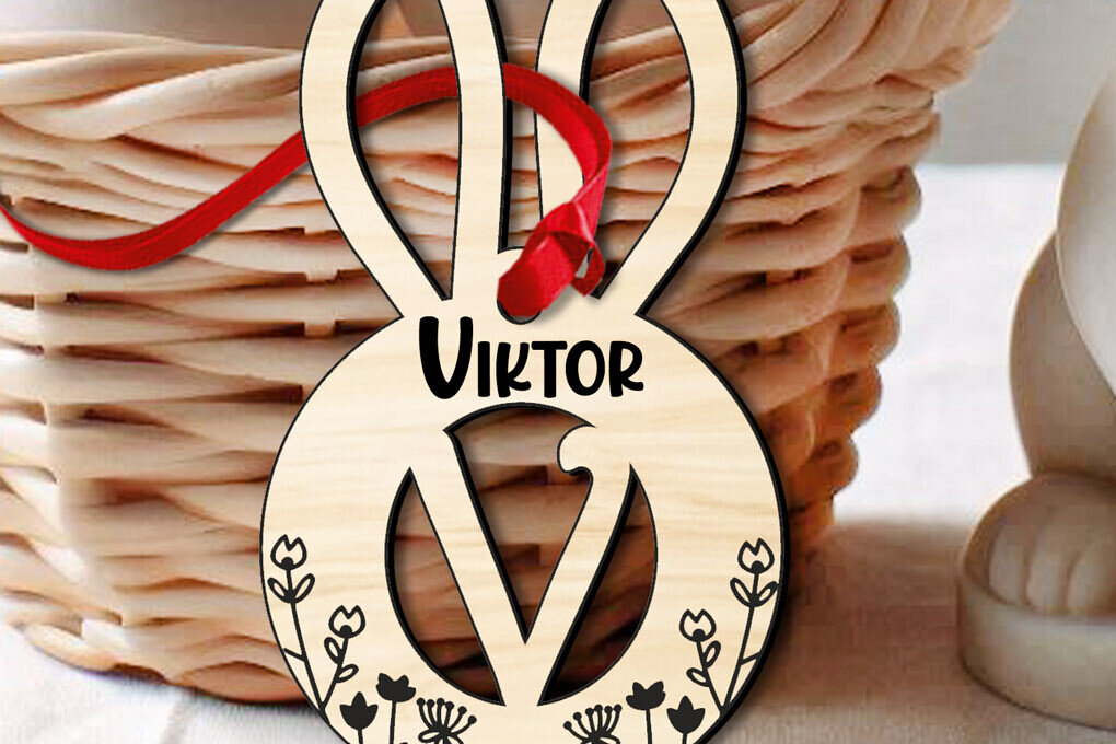Σετ των 3 Intra απο ξύλο plywood 3mm-4mm πάχος Bunny  Letter V Λουλούδια Πάσχα Δίασταση 8x8 cm INTRAFABR-118450591