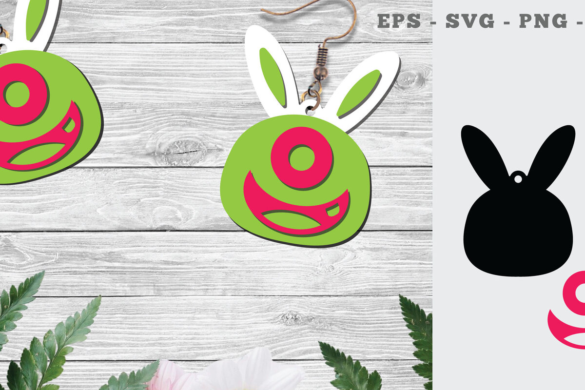 Σετ των 3 Intra απο ξύλο plywood 3mm-4mm πάχος Σκουλαρίκια κομμένα με λέιζερ Bunny Monster 1 Δίασταση 3x3 cm INTRAFABR-118735608