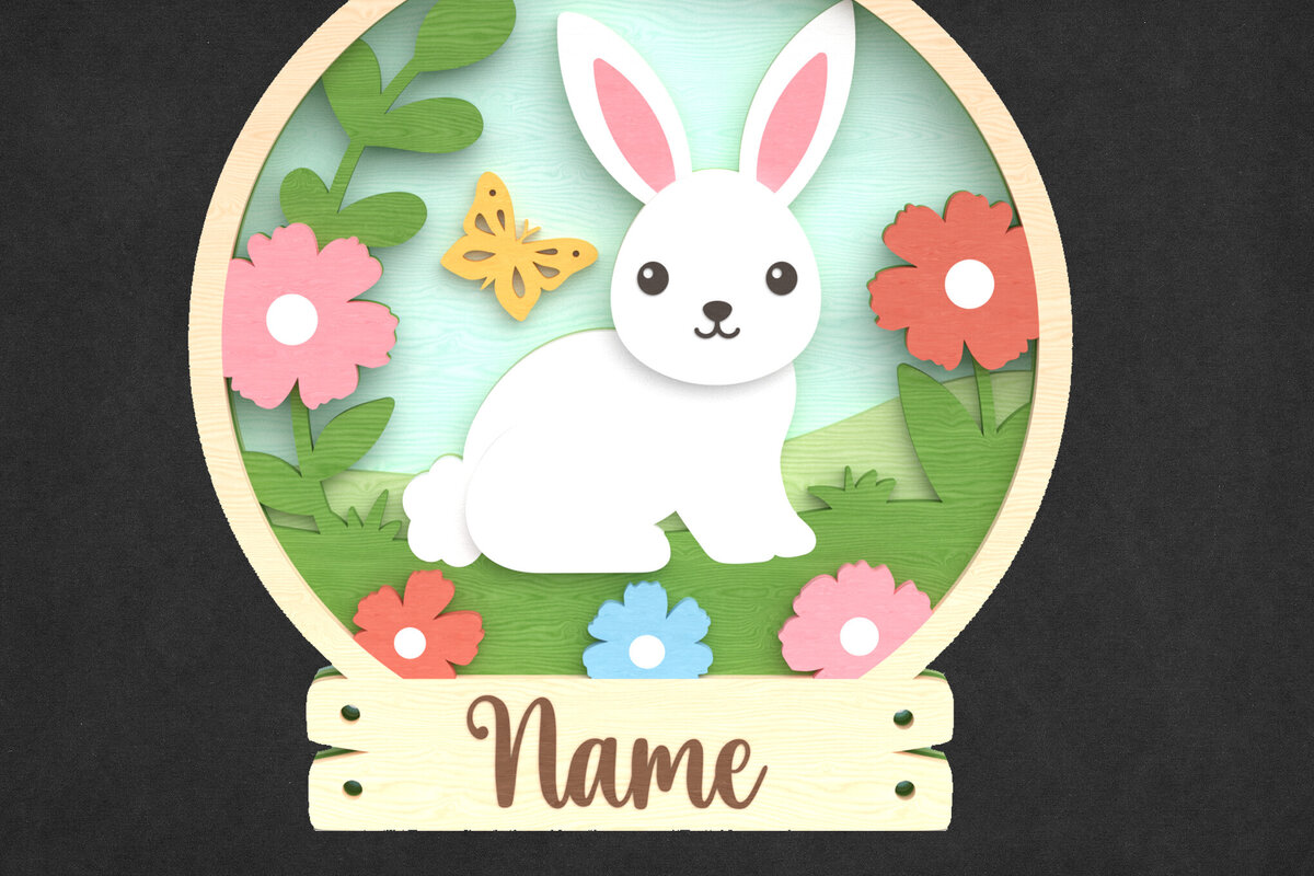 Intra απο ξύλο plywood 3mm-4mm πάχος Πινακίδα ονόματος λαγουδάκι - Επίπεδη για παιδιά Δίασταση 30x20 cm INTRAFABR-118902178