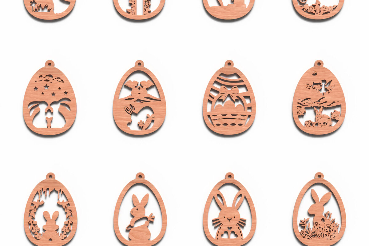 Σετ των 3 Intra απο ξύλο plywood 3mm-4mm πάχος Διακοσμητικά λαγουδάκι , Πασχαλινή Δίασταση 8x8 cm INTRAFABR-119064698