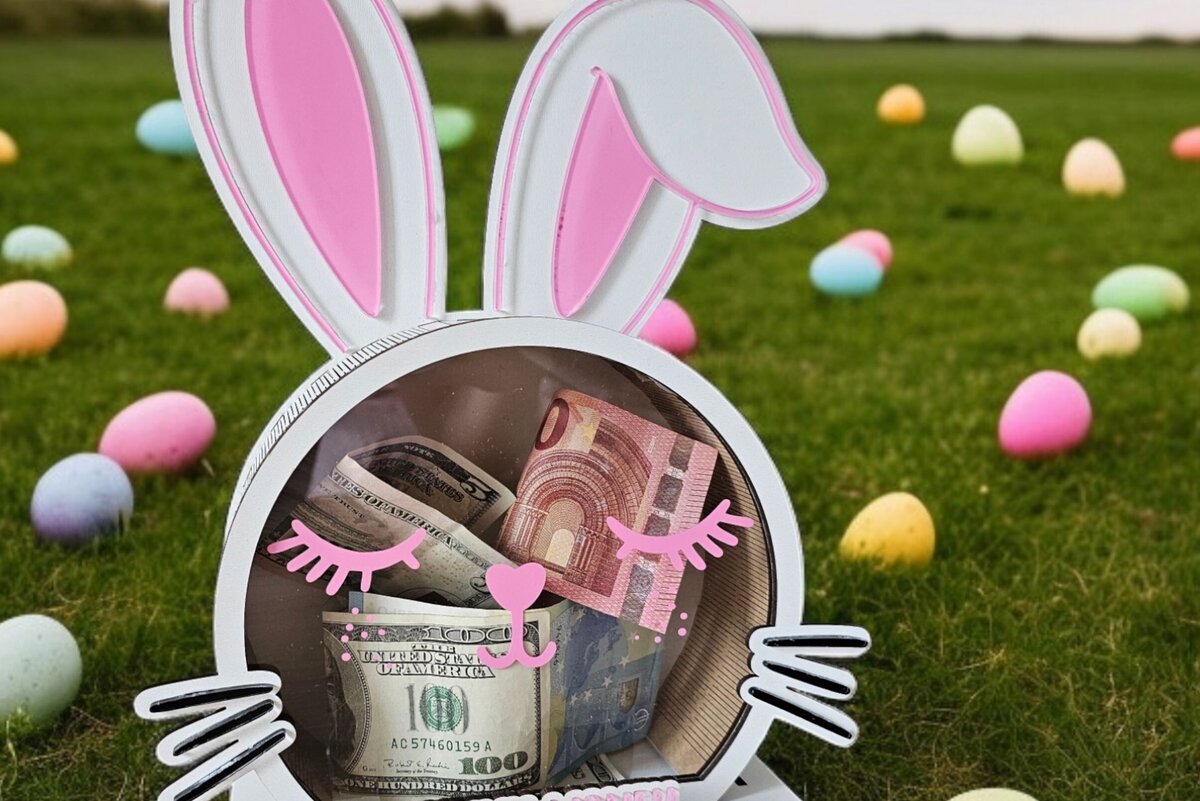 Σετ των 2 Intra απο ξύλο plywood 3mm-4mm πάχος Bunny Piggy Bank , Money Δίασταση 15x15 cm INTRAFABR-118223784