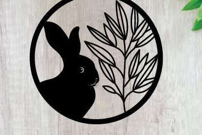 Σετ των 2 Intra απο ξύλο plywood 3mm-4mm πάχος κοπής με λέιζερ μεταλλικού τοίχου Bunny Sign Δίασταση 40x40 cm INTRAFABR-91447133