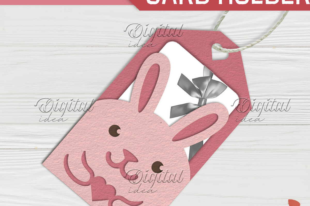 Σετ των 2 Intra απο ξύλο plywood 3mm-4mm πάχος Λαγουδάκι. Ετικέτα κάτοχος δωροκάρτας του Αγίου Βαλεντίνου Δίασταση 15x15 cm INTRAFABR-83083030