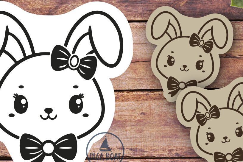 Σετ των 3 Intra απο ξύλο plywood 3mm-4mm πάχος Λαγουδάκι με Φιόγκο Σκουλαρίκια | Πασχαλινό λέιζερ Δίασταση 3x3 cm INTRAFABR-119722742