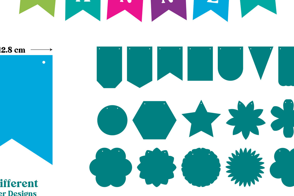 Σετ των 2 Intra απο ξύλο plywood 3mm-4mm πάχος Bunting Banner , Σημαίες πάρτι γενεθλίων Δίασταση 15x15 cm INTRAFABR-85846728