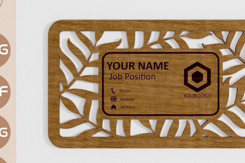 Intra απο ξύλο plywood 3mm-4mm πάχος Επαγγελματική κάρτα Floral Leaf Wood Δίασταση 30x20 cm INTRAFABR-103733772