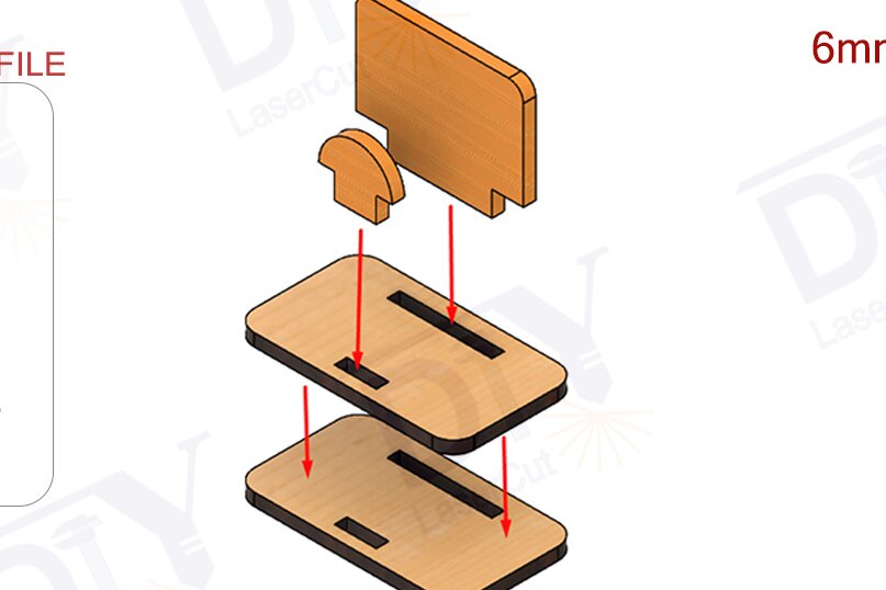 Σετ των 3 Intra απο ξύλο plywood 3mm-4mm πάχος Κάτοχος επαγγελματικής κάρτας Δίασταση 6x6 cm INTRAFABR-110832183