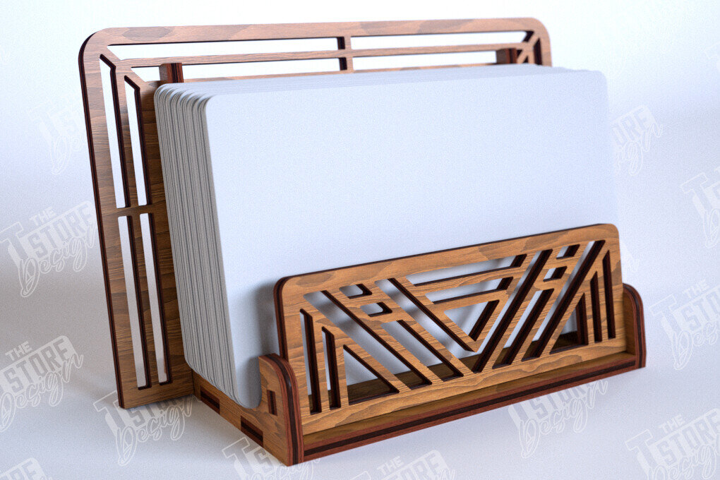 Σετ των 2 Intra απο ξύλο plywood 3mm-4mm πάχος Κάτοχος επαγγελματικής κάρτας | Αξεσουάρ γραφείου Δίασταση 15x15 cm INTRAFABR-112681319