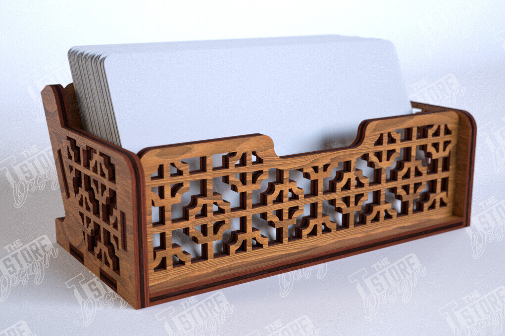 Σετ των 2 Intra απο ξύλο plywood 3mm-4mm πάχος Κάτοχος επαγγελματικής κάρτας | Αξεσουάρ γραφείου Δίασταση 15x15 cm INTRAFABR-112681326