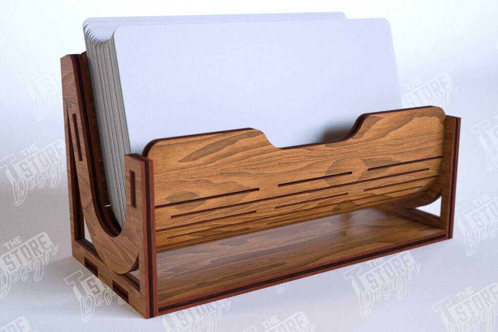 Σετ των 2 Intra απο ξύλο plywood 3mm-4mm πάχος Κάτοχος επαγγελματικής κάρτας | Αξεσουάρ γραφείου Δίασταση 15x15 cm INTRAFABR-112681336