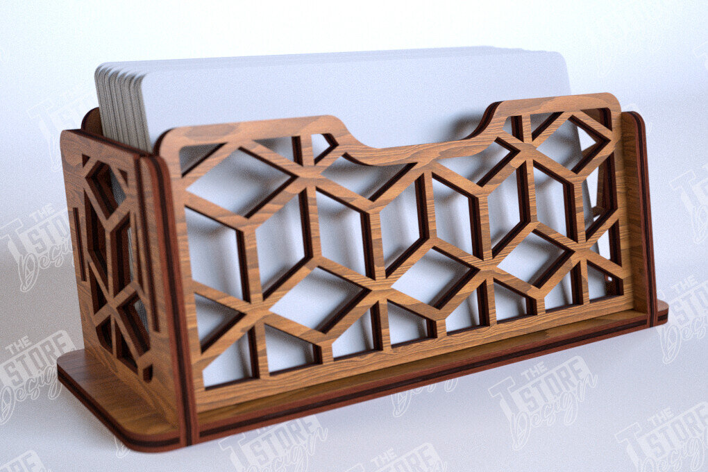 Σετ των 2 Intra απο ξύλο plywood 3mm-4mm πάχος Κάτοχος επαγγελματικής κάρτας | Αξεσουάρ γραφείου Δίασταση 15x15 cm INTRAFABR-112681533